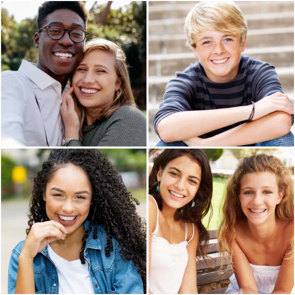 collage of teens smiling with braces